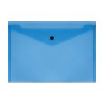 Папка-конверт на кнопке СТАММ А4, 150мкм, пластик, прозрачная, синяя