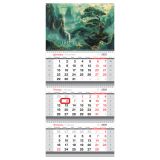 Календарь квартальный 3 бл. на 3 гр., 295*660 мм BG "Бонсай", с магнитным бегунком, 2026г, фольга