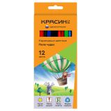 Карандаши цветные Красин "Поле чудес", 12цв., трехгр., заточен., картон, европодвес